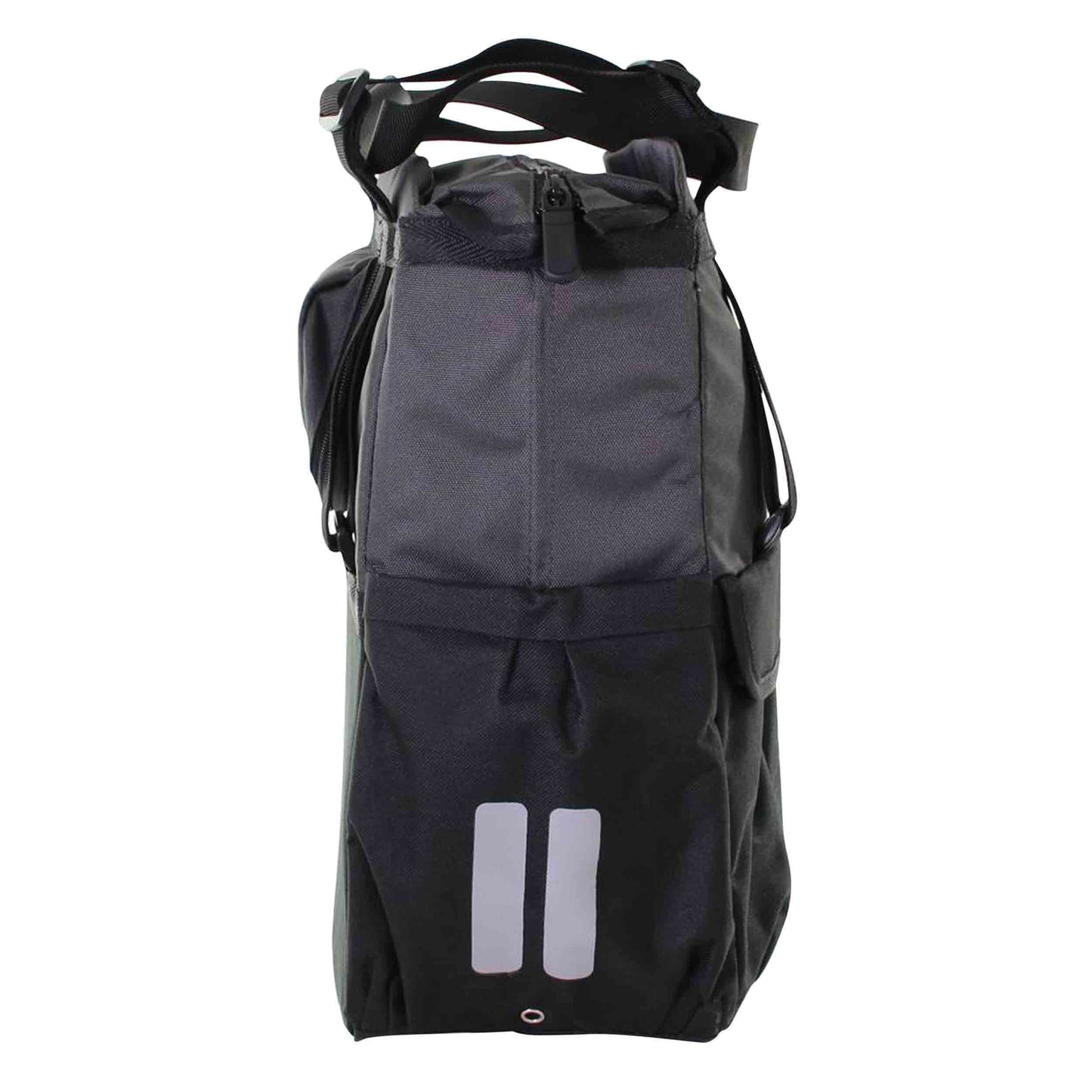 Sacoche arrière vélo latérale shopper xl noir-gris waterproof fixation porte bagage avec hook-on 20l 32x16x37cm