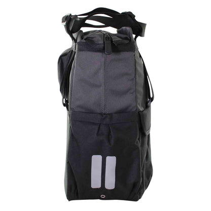Sacoche arrière vélo latérale shopper xl noir-gris waterproof fixation porte bagage avec hook-on 20l 32x16x37cm