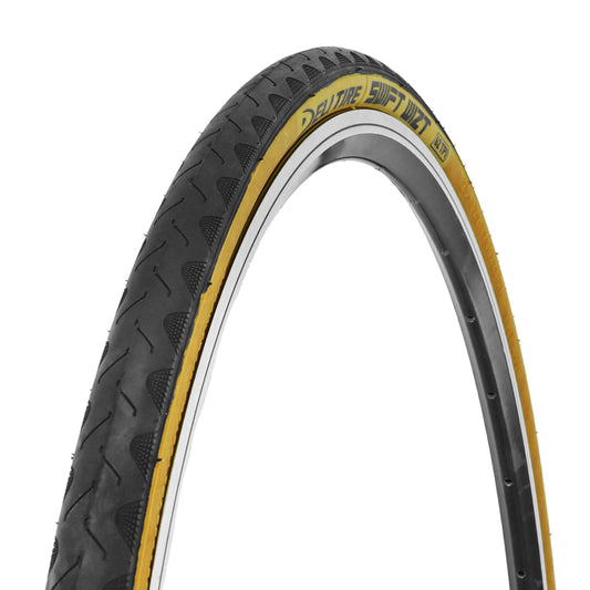 Pneu VTT Urbain 27.5 X 1.75 Deli Slick TS Tanwall Noir flanc Beige renforcé Anti-crevaison (47-584) (650B)