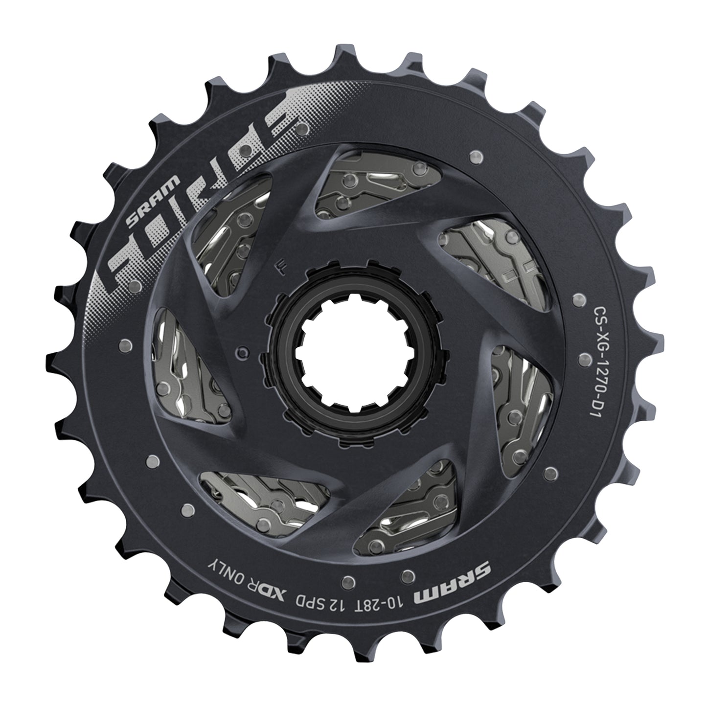 12-speed cassette. Sram AXS Force XG-1270 10-28 for XDR driver body (10-11-12-13-15-16-17-19-21-24-28)