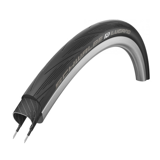 Road Tyre 700 X 25 Schwalbe Lugano2 Endurance Puncture Protection Black TR (25-622)