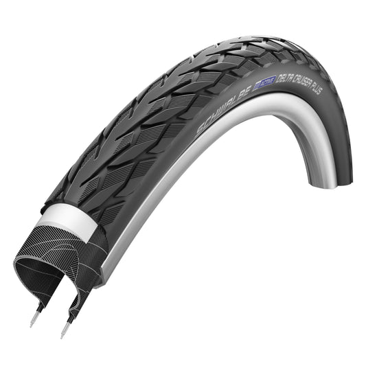 Urban Hybrid Bike Tire 700 X 38B Schwalbe Delta Cruiser Plus Black TR (28x1 1-2)(40-635)