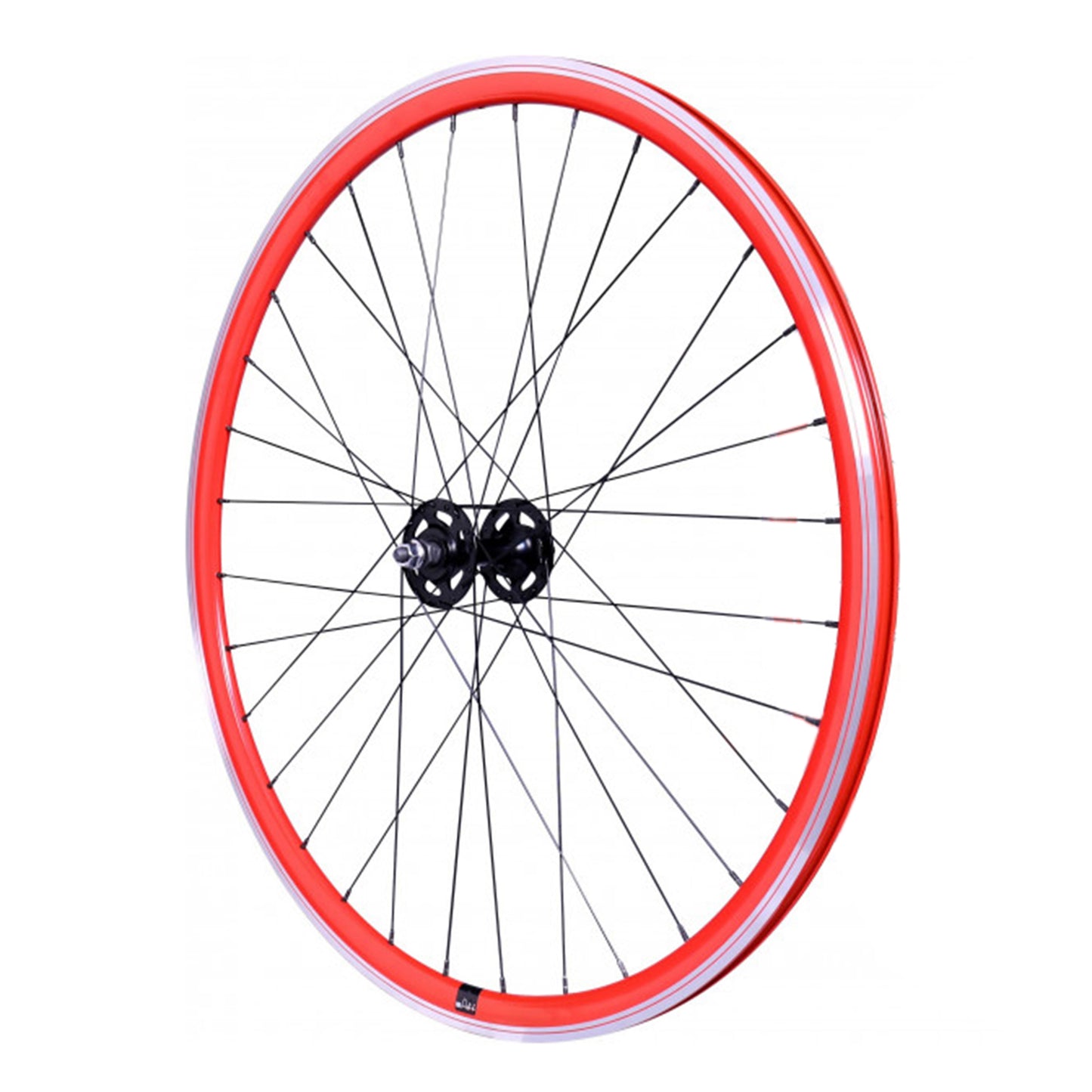 Roue PCP route fixie patin rouge avant écrous jante 17C profil 28mm