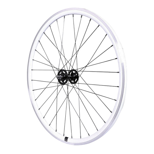 Roue PCP route fixie patin blanc avant écrous jante 17C profil 28mm