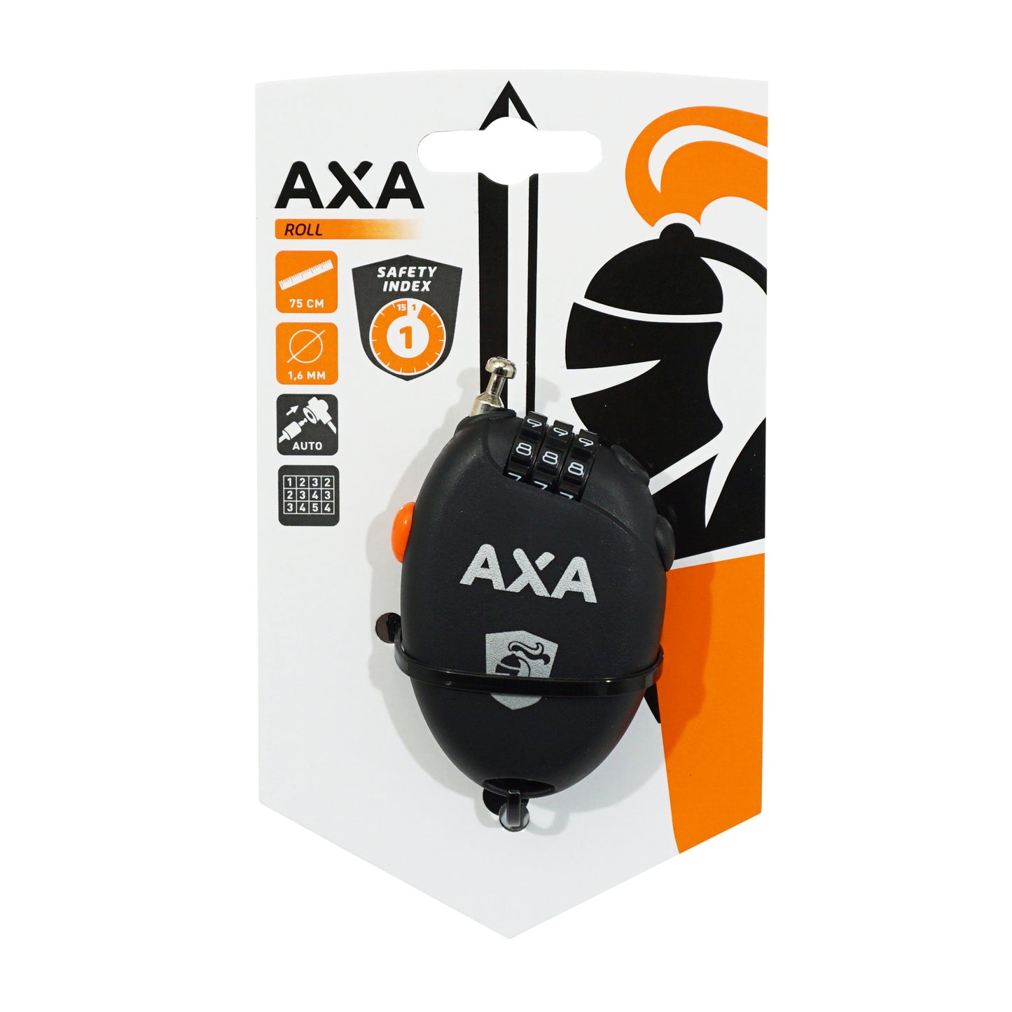 Antivol vélo câble à combinaison Axa roll noir l750 mm diam 1.6 mm