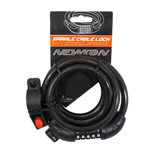 Newton spiral combination bike lock 12 mm diameter 1.50 m length with bracket