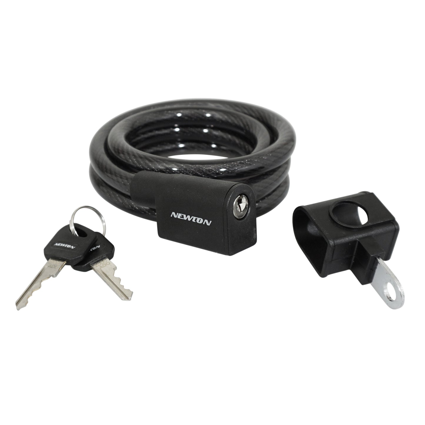 Antivol vélo spiral à clé Newton diam 12 mm l 1,50m avec support - livraison en sachet