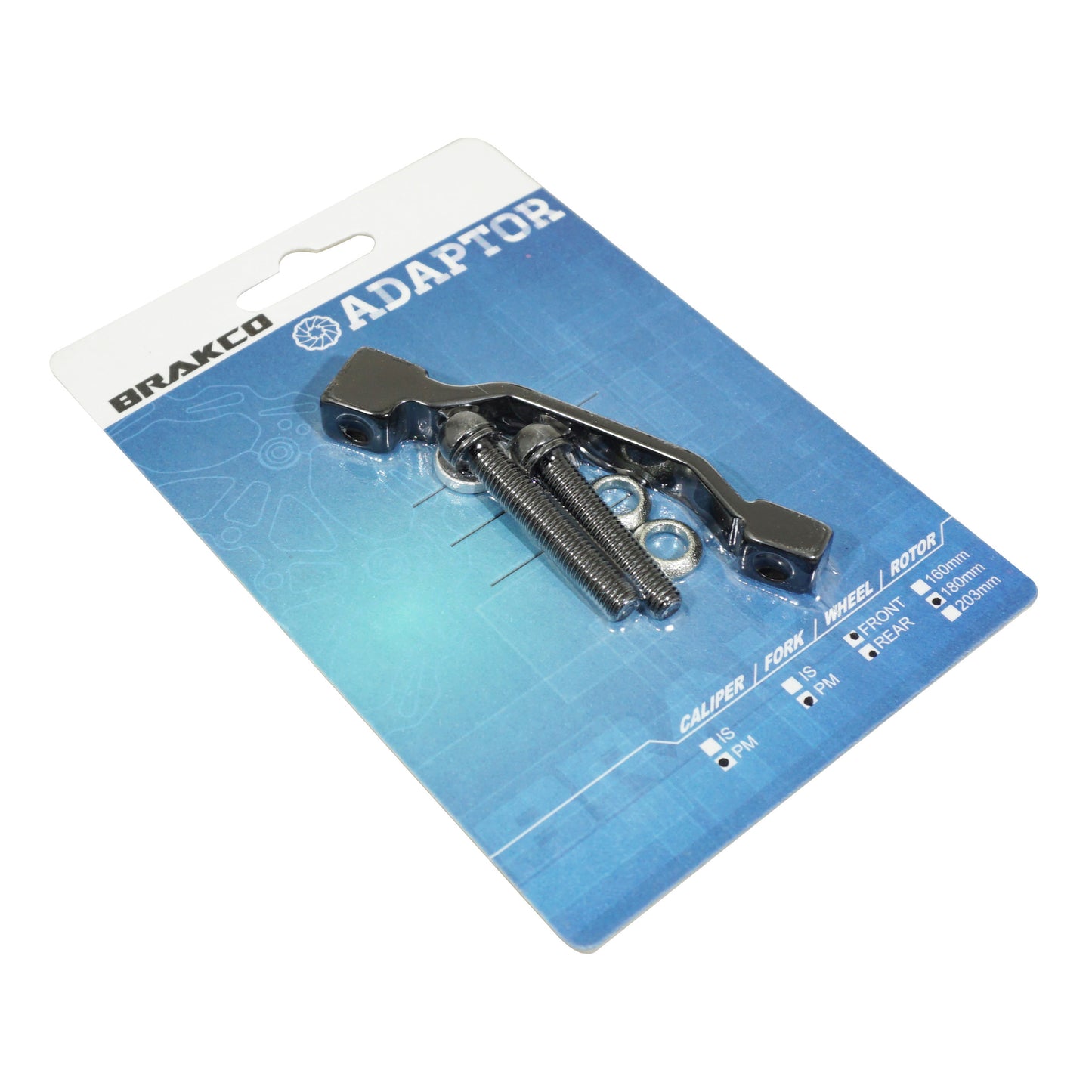 Adaptateur / réhausse frein à disque VTT post-mount avant / arrière Brakco CNC pour disque avant 160mm à 180mm et arrière 140mm à 160mm