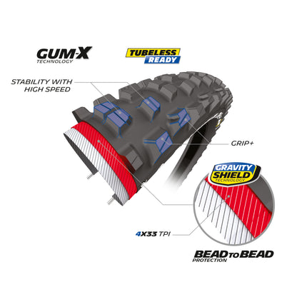 Michelin DH34 Performance Tubeless Ready TR (61-622) 29 X 2.40 Gravity Bike Park MTB Tire E-Bike Compatible