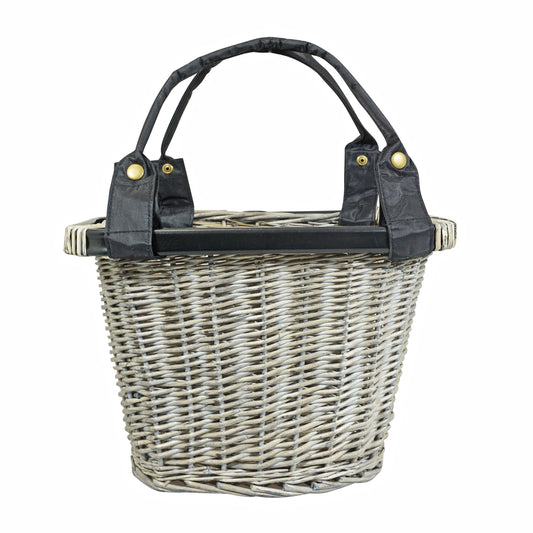 Front basket Newton Quick white wicker with self-fastening attachment