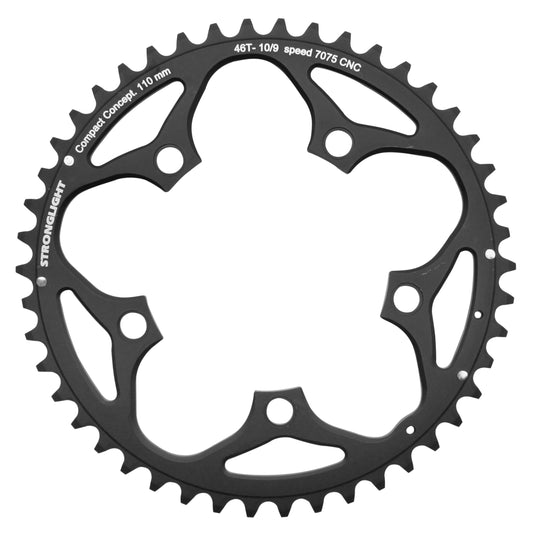 Plateau route Stronglight 5 bras D110 46D ext Shimano noir 9-10V