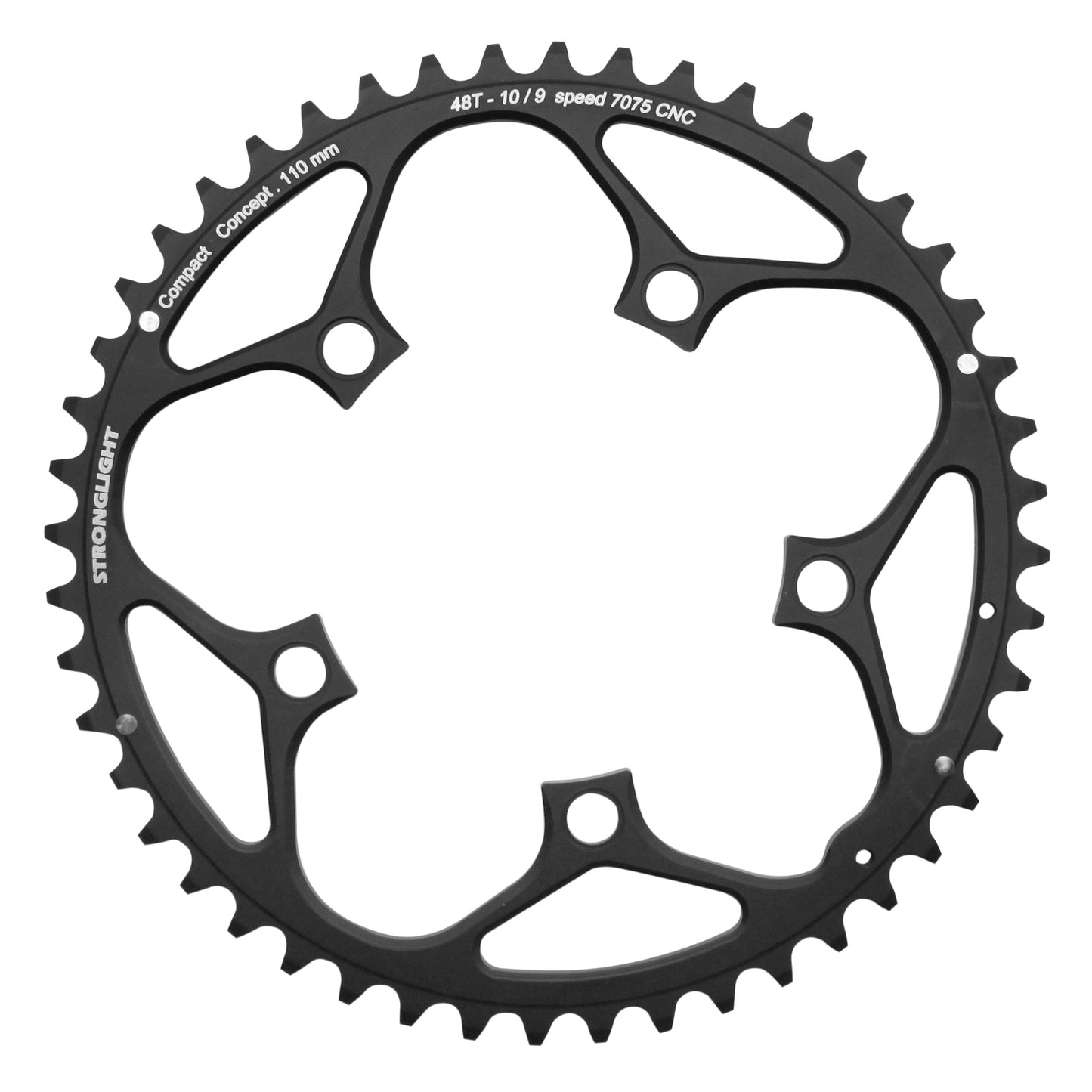 Plateau route Stronglight 5 bras D110 48D ext Shimano noir 9-10V