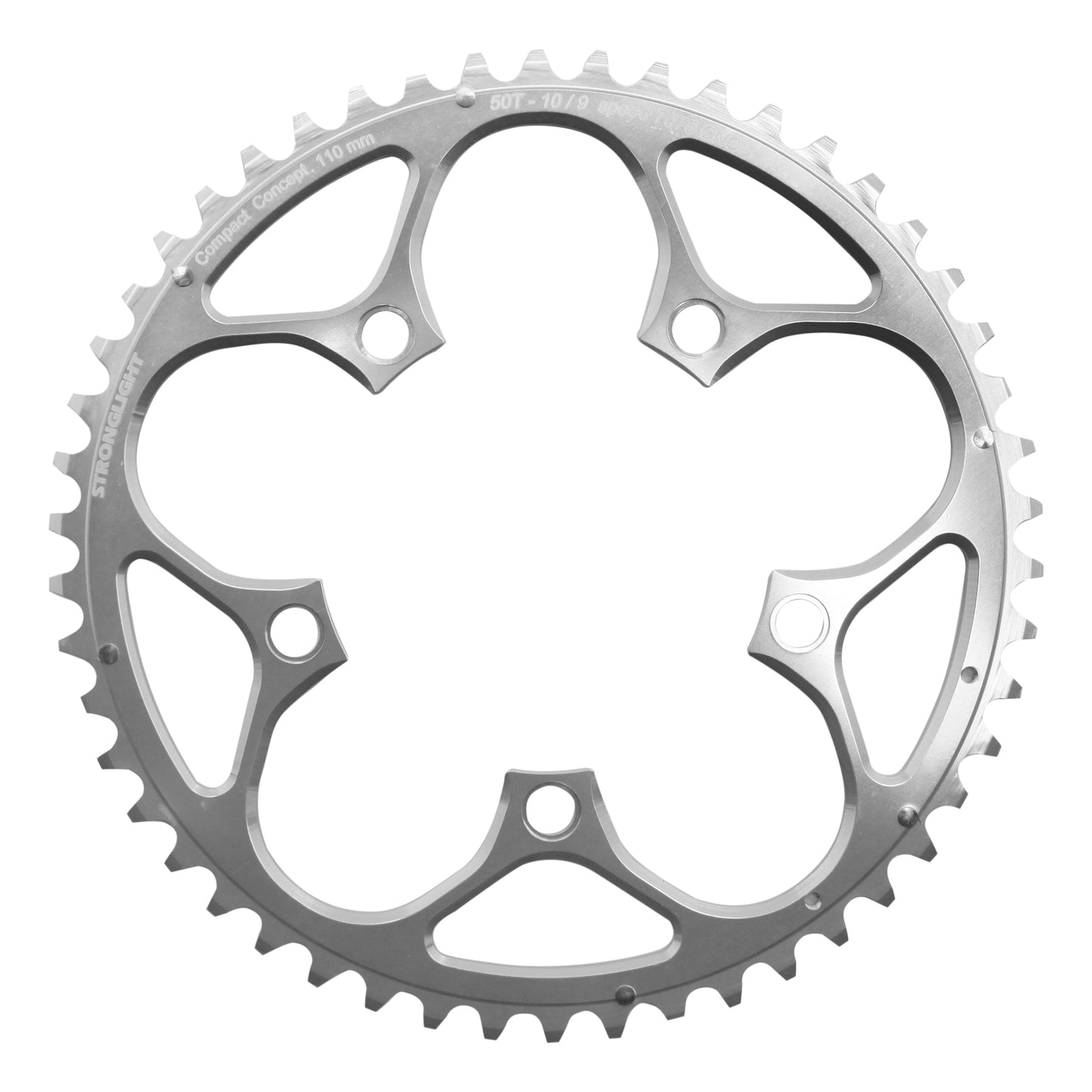 Plateau route Stronglight 5 bras D110 50D ext Shimano argent 9-10V