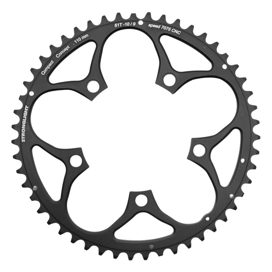 Plateau route Stronglight 5 bras D110 51D ext Shimano noir 9-10V