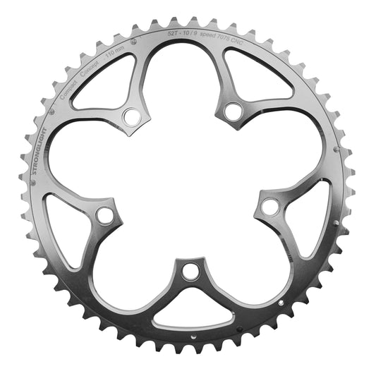 Plateau route Stronglight 5 bras D110 52D ext Shimano argent 9-10V