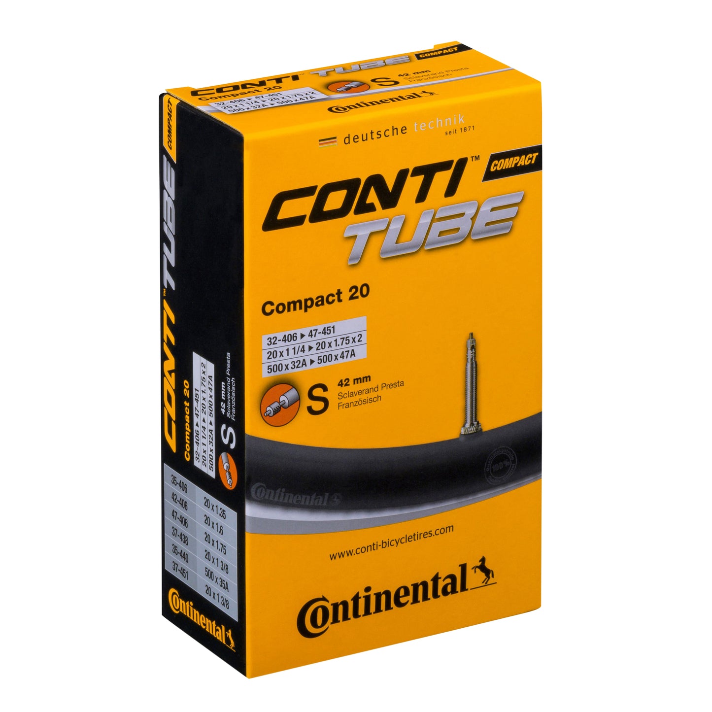 Bicycle inner tube 20 x 1.50-2.00 Continental Presta valve 42 mm