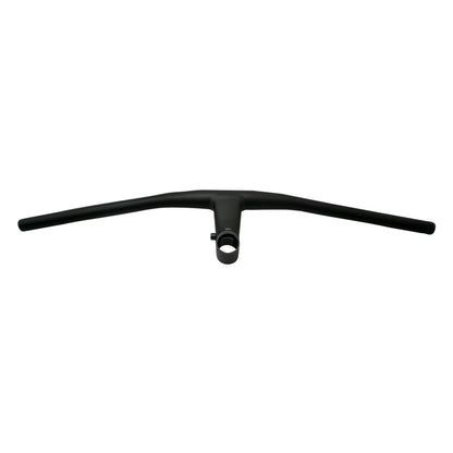 MTB flat handlebar stealth black aluminum L680mm with integrated stem L90mm for 1"1/8 fork steerer