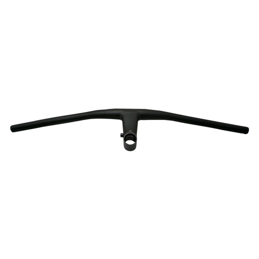 MTB flat handlebar stealth black aluminum L680mm with integrated stem L90mm for 1"1/8 fork steerer