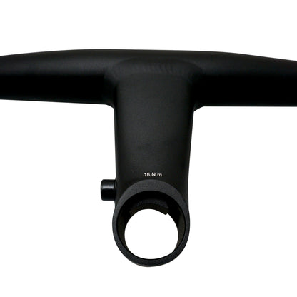 MTB flat handlebar stealth black aluminum L680mm with integrated stem L90mm for 1"1/8 fork steerer