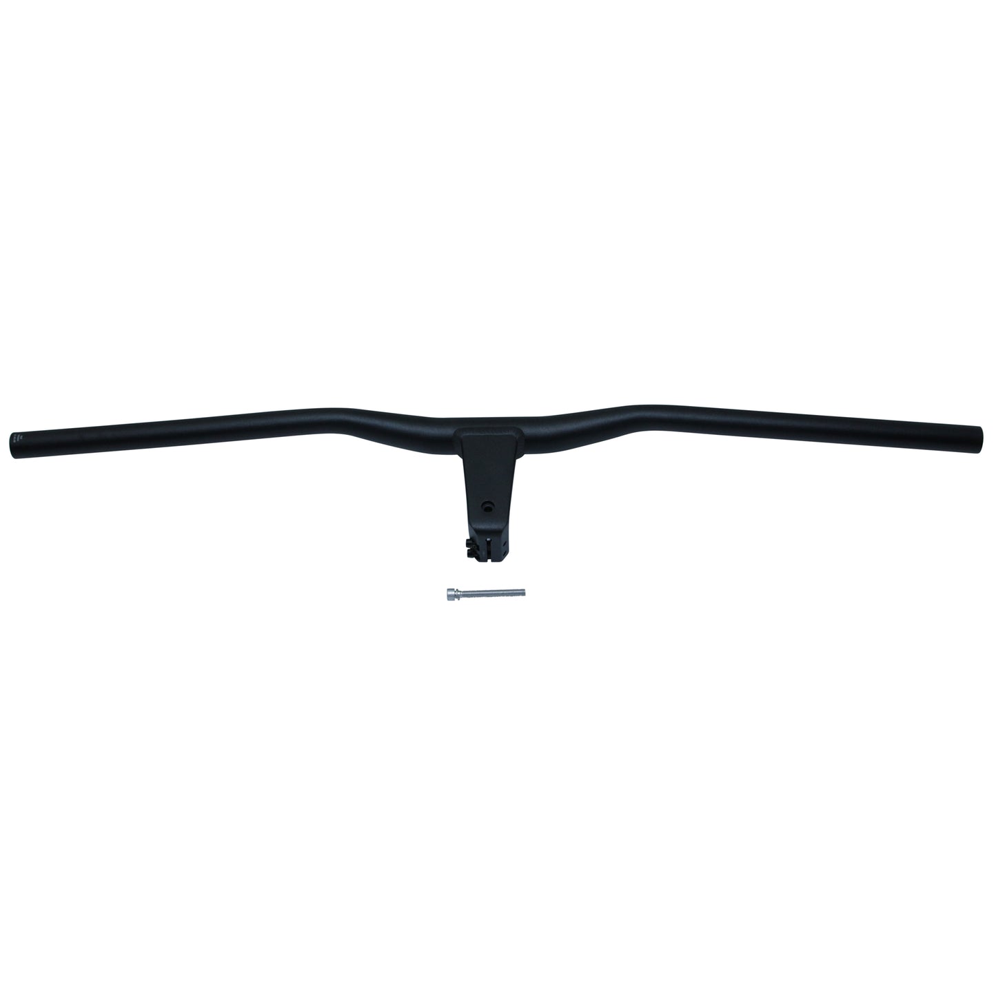 Black aluminum MTB handlebar, semi-rise, 78cm wide, with integrated stem, 80mm length, for 1-1/8" (28.6mm) fork steerer