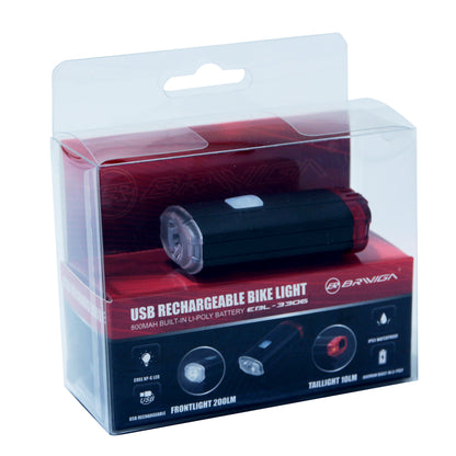 Eclairage vélo usb avant - arrièreled 200 lumens avant pour casque 3 modes autonomie 2h-5h PCP