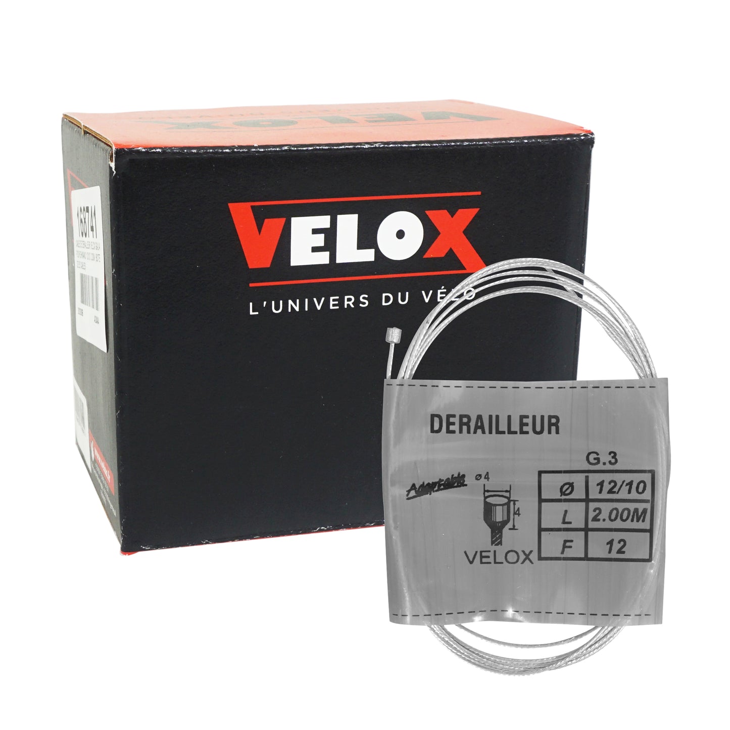 Câble de dérailleur Velox galva pour Shimano 2,00m (boite de 25 câbles) 12-10 12 fils