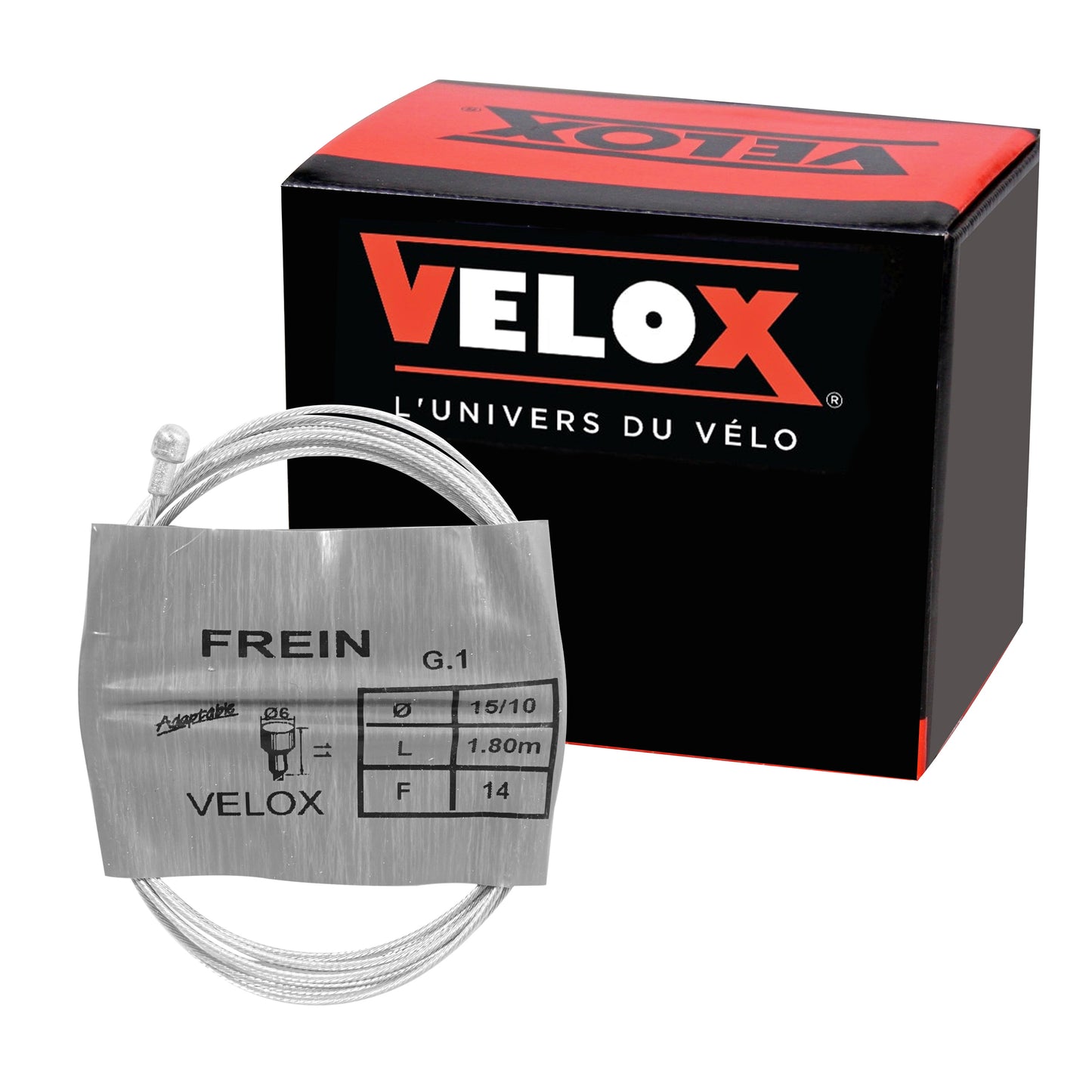Câble de frein route Velox galva 1,80m (boite de 25 câbles) 15-10 14fils