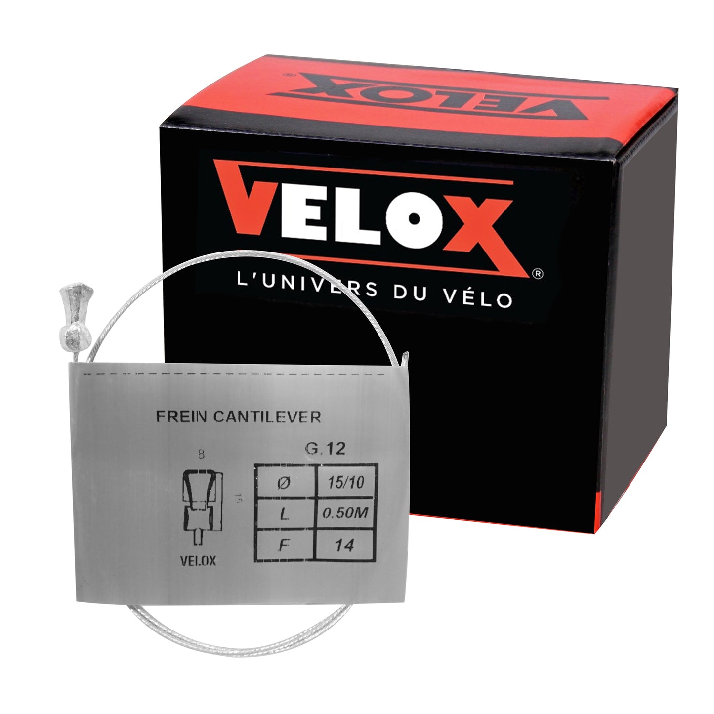 Velox cantilever mountain bike brake cable galvanized 15-10 0.50m (box of 25 cables)