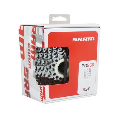 8-speed cassette. Sram pg850 11-30 silver, Shimano compatible (11-13-15-17-20-23-26-30)