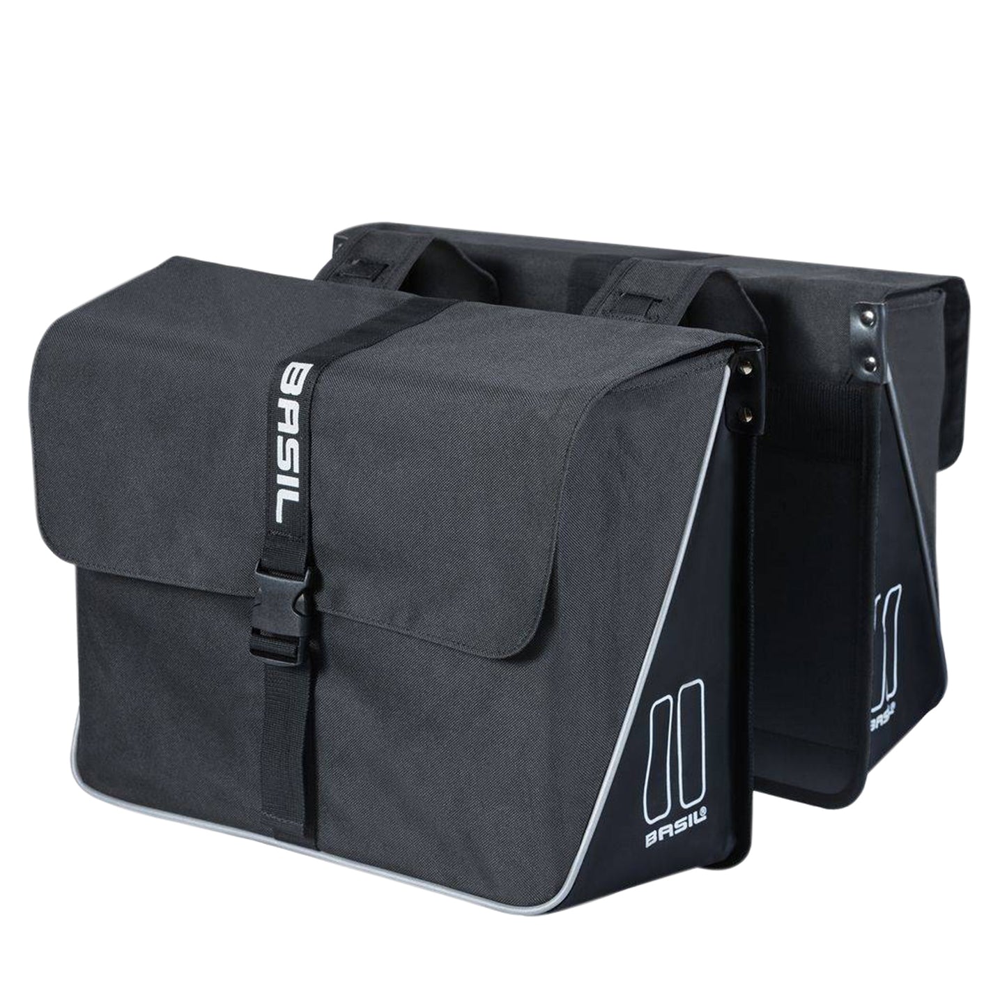 Basil Forte 35L Black Double Bicycle Pannier 41x15x43cm Universal for Hybrid and Electric Bikes