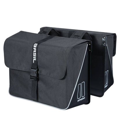 Basil Forte 35L Black Double Bicycle Pannier 41x15x43cm Universal for Hybrid and Electric Bikes