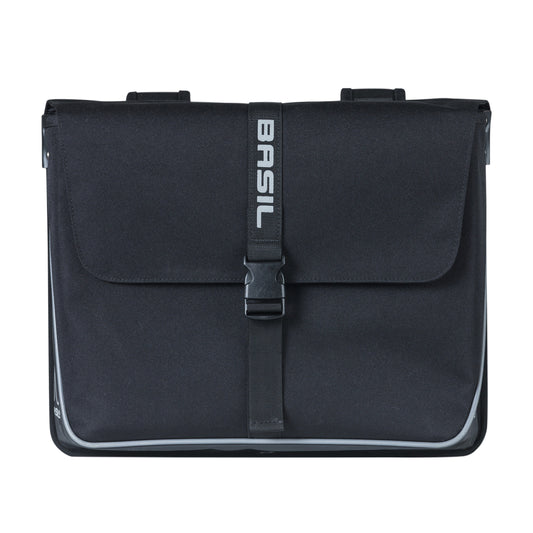 Sacoche arrière vélo double Basil forte 35l noir 41x15x43cm universel pour VTC et VAE