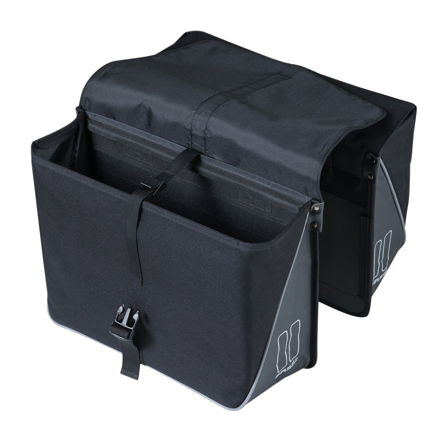 Basil Forte 35L Black Double Bicycle Pannier 41x15x43cm Universal for Hybrid and Electric Bikes