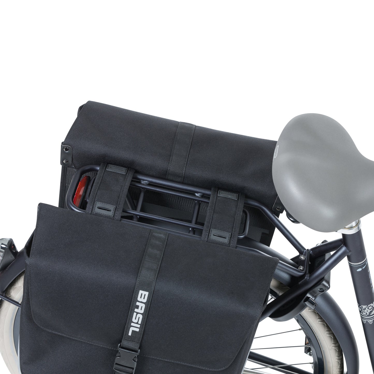 Basil Forte 35L Black Double Bicycle Pannier 41x15x43cm Universal for Hybrid and Electric Bikes