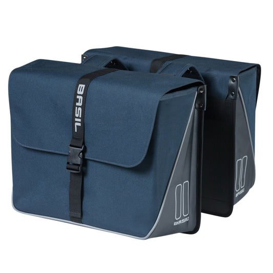 Sacoche arrière vélo double Basil forte 35l bleu navy 41x15x43cm universel pour VTC et VAE