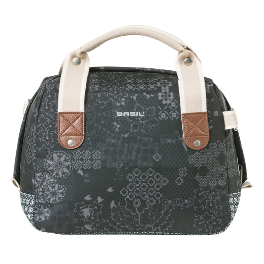 Sac à main vélo Basil bohème charcoal 8l livré sans fixation clip compatible fixation VAE-e-bike Basil et Klickfix 32x12x23cm
