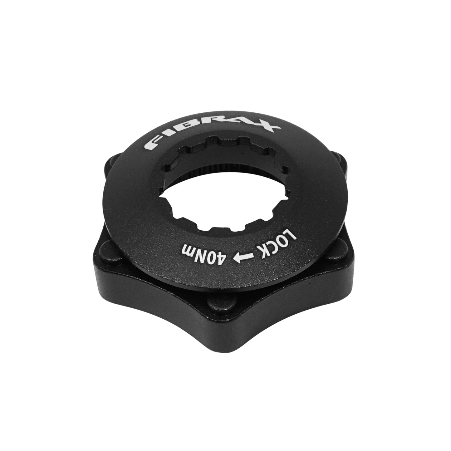 Adaptateur frein à disque transforme fixation disque Centerlock Fibrax en 6 trous pour axe blocage