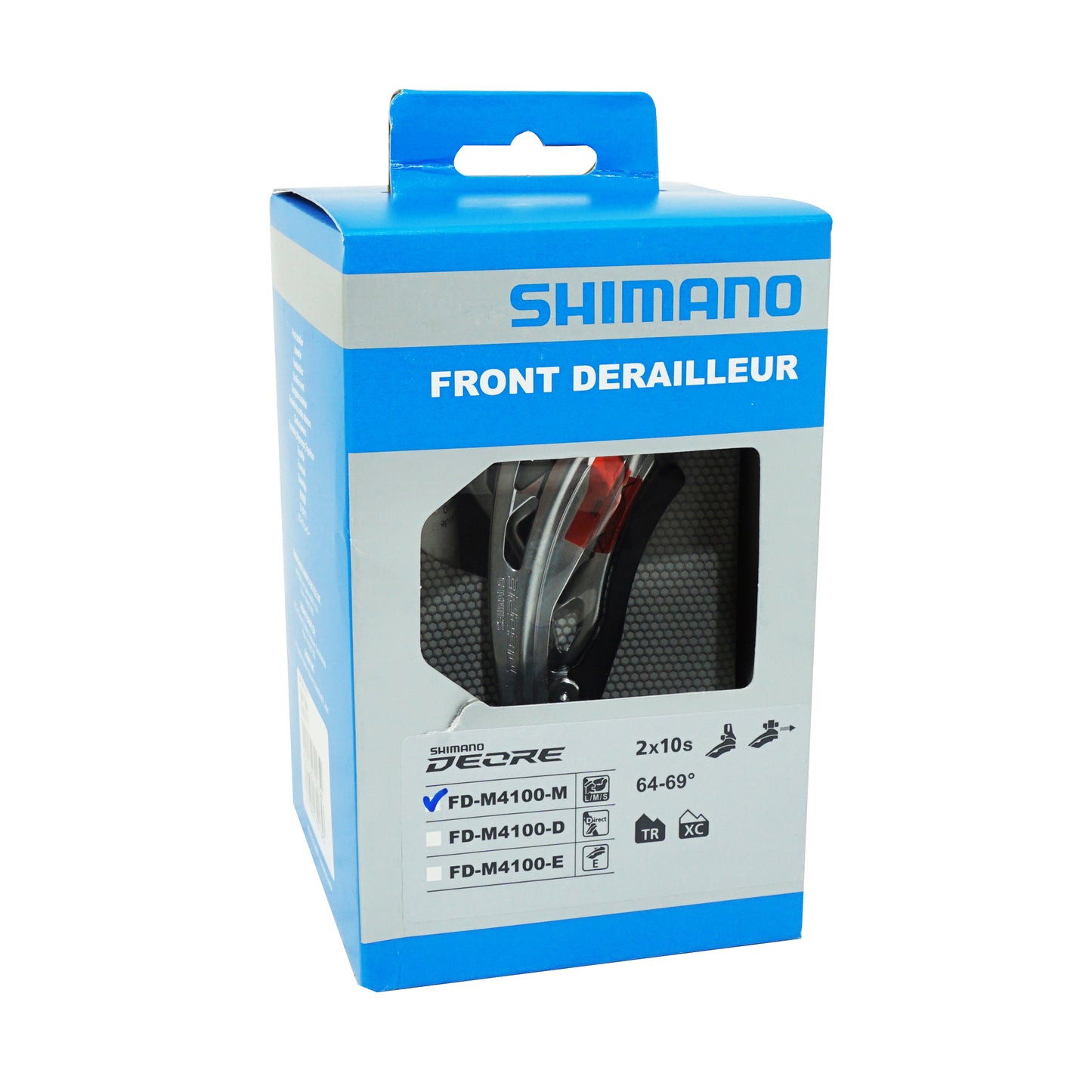Shimano Deore M4100 2x10 mountain bike front derailleur, low clamp 28.6 to 34.9, top pull
