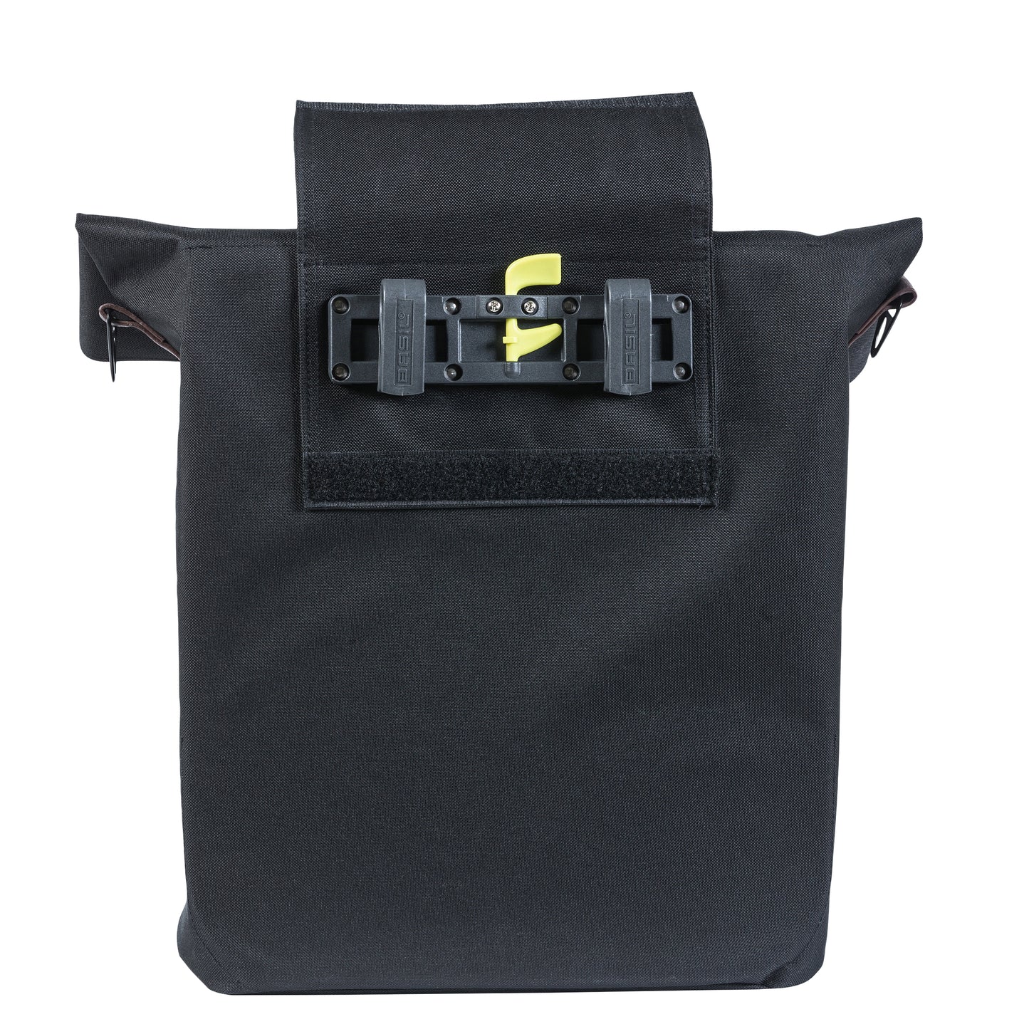 Sacoche arrière vélo latérale sac bandoulière Basil city shopper noir droit-gauche 14-16l fixation hook-on porte bagage fermeture pliante anti-pluie