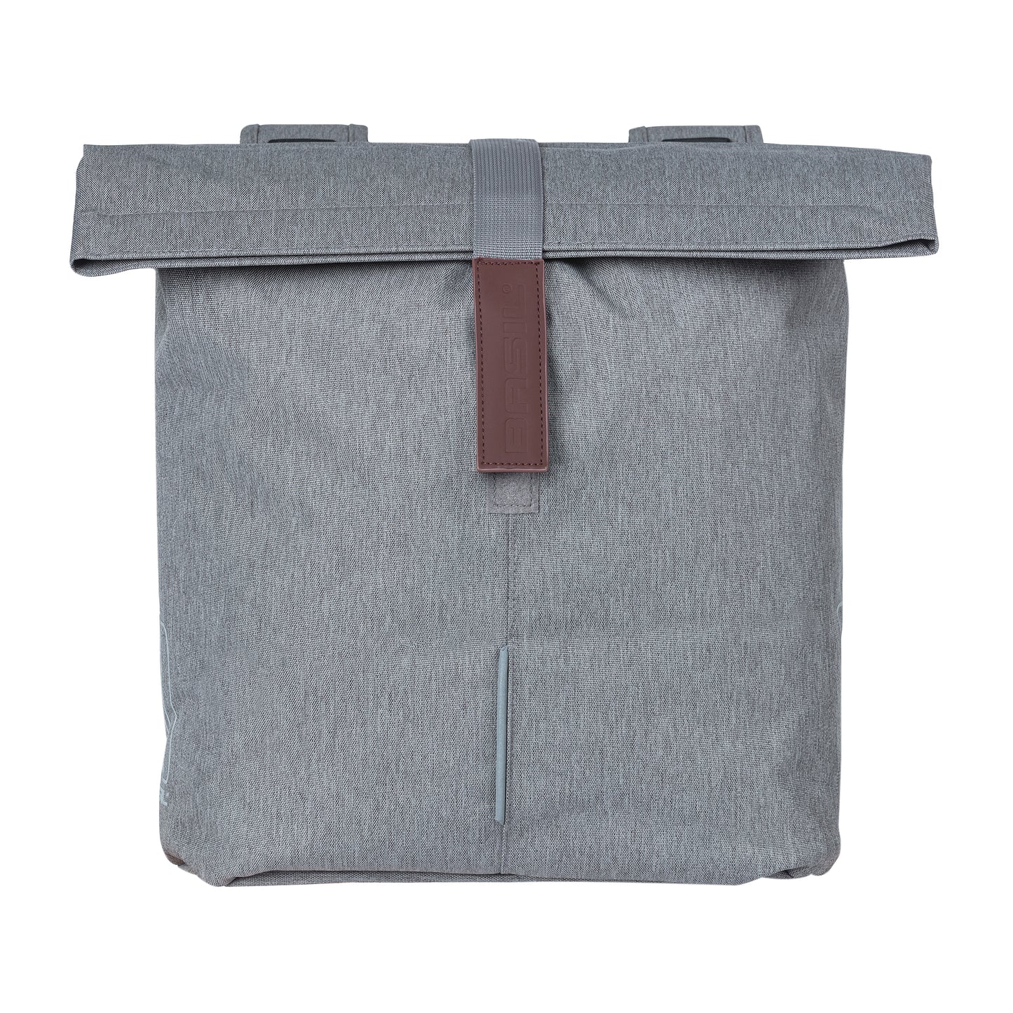 Sacoche arrière vélo double Basil city gris clair 28-32l fixation velcros sur porte bagage 30x18x49cm fermeture pliante anti-pluie
