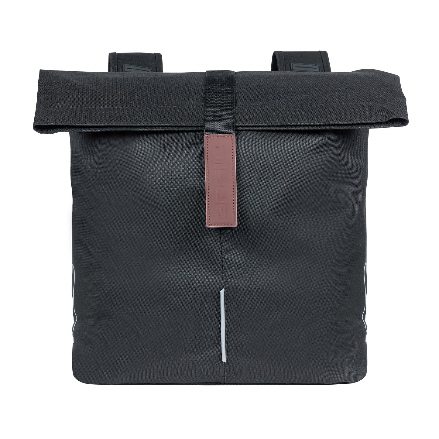 Sacoche arrière vélo double Basil city noir 28-32l fixation velcros sur porte bagage 30x18x49cm fermeture pliante anti-pluie