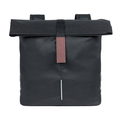 Sacoche arrière vélo double Basil city noir 28-32l fixation velcros sur porte bagage 30x18x49cm fermeture pliante anti-pluie