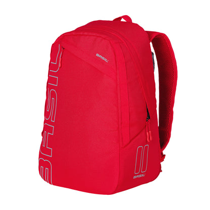 Sacoche arrière vélo latérale sac à dos Basil flex backpack rouge 17l fixation hook sur porte bagage