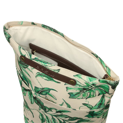 Sacoche arrière vélo latérale sac à dos Basil evergreen daypack beige poignée cuir droit-gauche 14-19l fixation hook-on porte bagage fermeture pliante anti-pluie