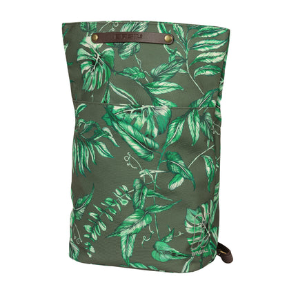 Sacoche arrière vélo latérale sac à dos Basil evergreen daypack thym poignée cuir droit-gauche 14-19l fixation hook-on porte bagage fermeture pliante anti-pluie