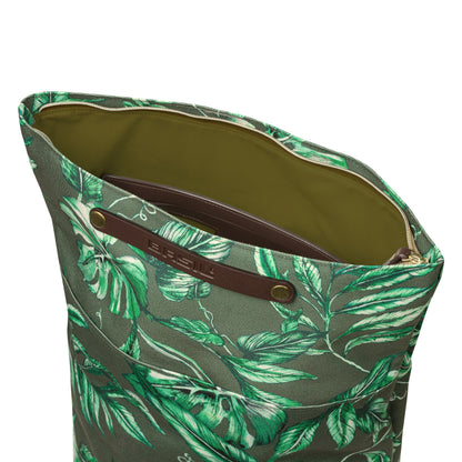 Sacoche arrière vélo latérale sac à dos Basil evergreen daypack thym poignée cuir droit-gauche 14-19l fixation hook-on porte bagage fermeture pliante anti-pluie