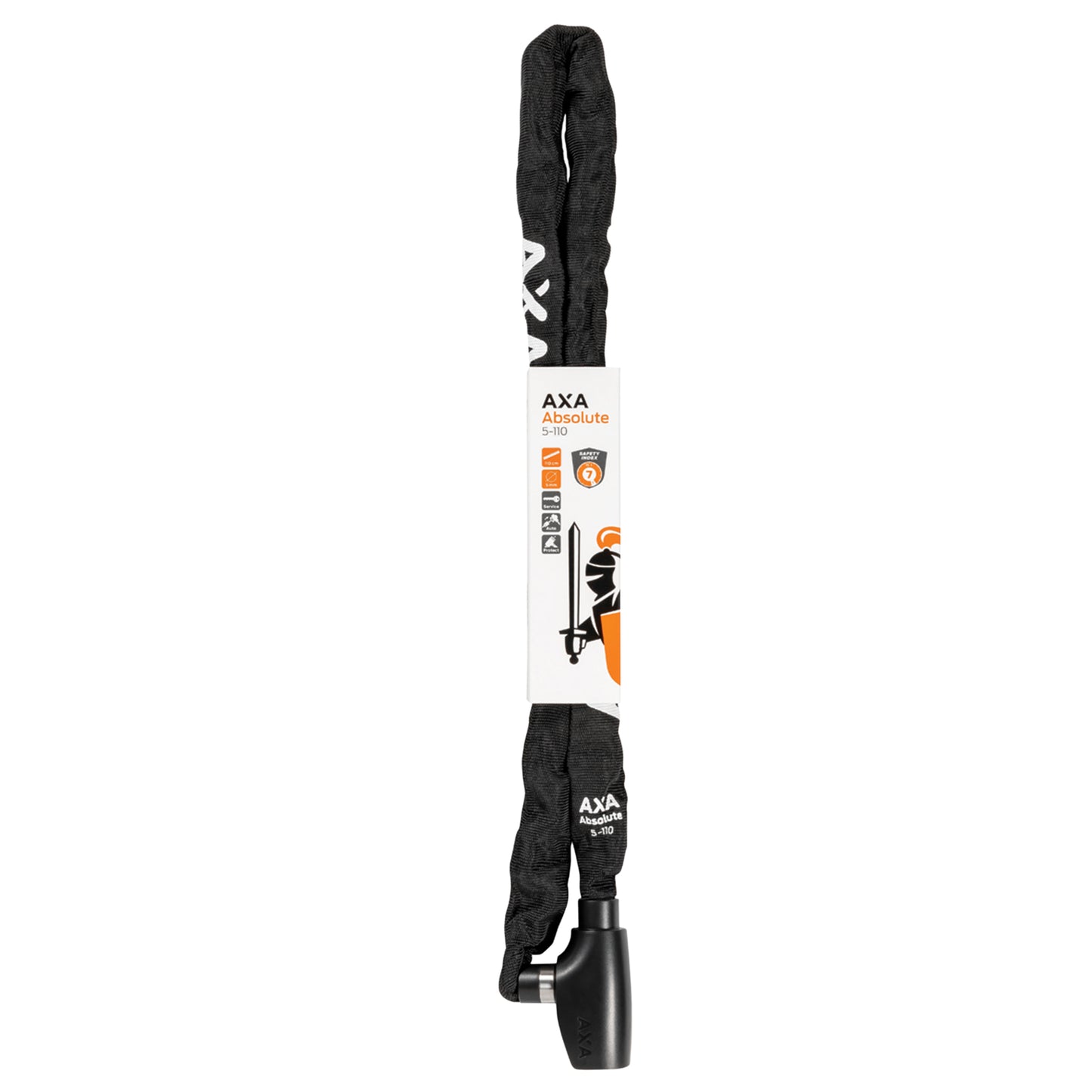Antivol vélo chaîne à clé Axa absolute diam 5 mm l1.10m noir - sécurité niveau 7-15