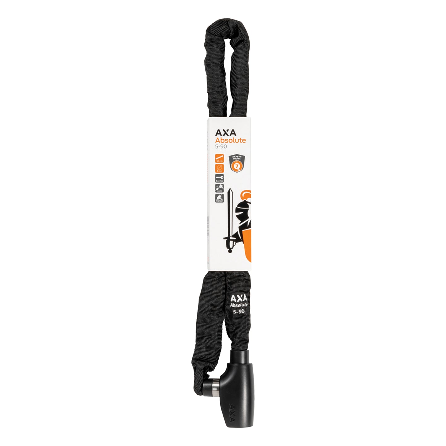 Antivol vélo chaîne à clé Axa absolute diam 5 mm l90 cm noir - sécurité niveau 7-15