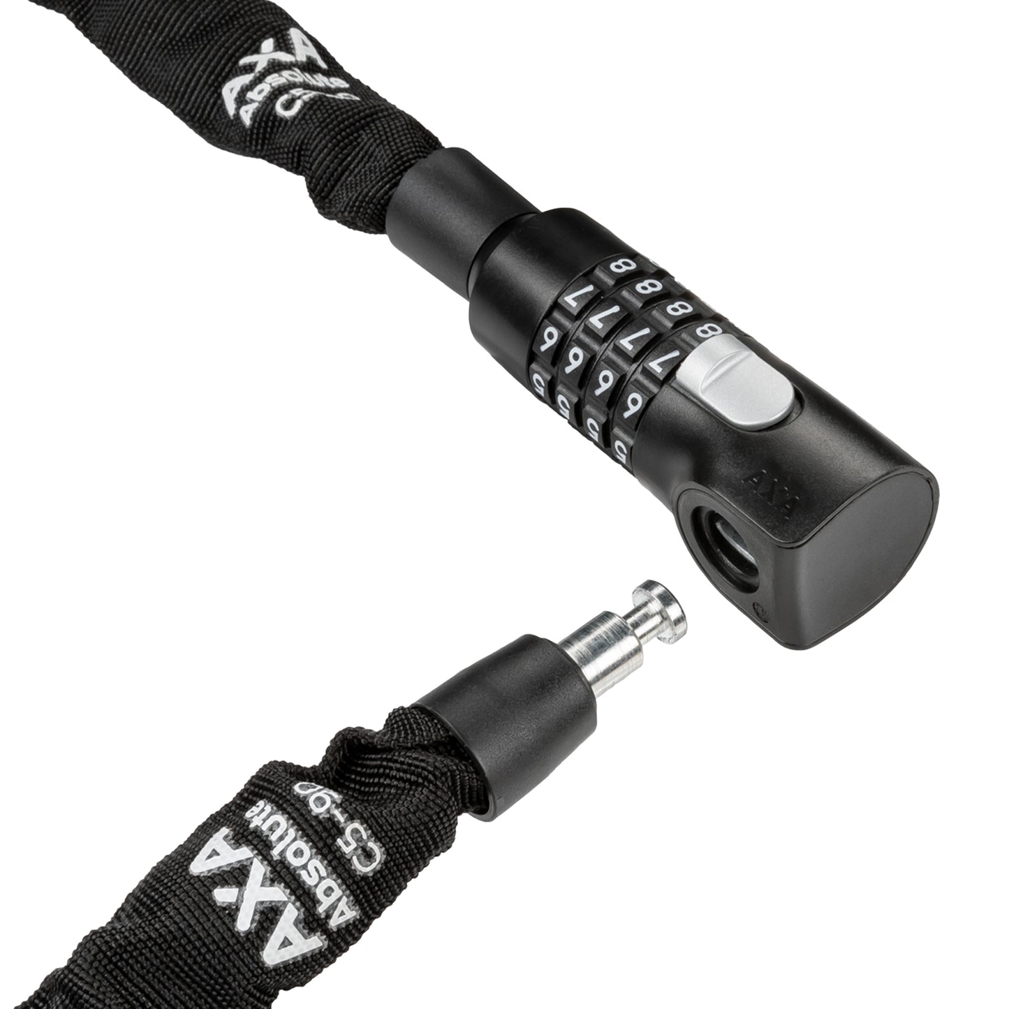 Antivol vélo chaîne à combinaison Axa absolute code diam 5 mm l 0.90m noir - sécurité niveau 7-15