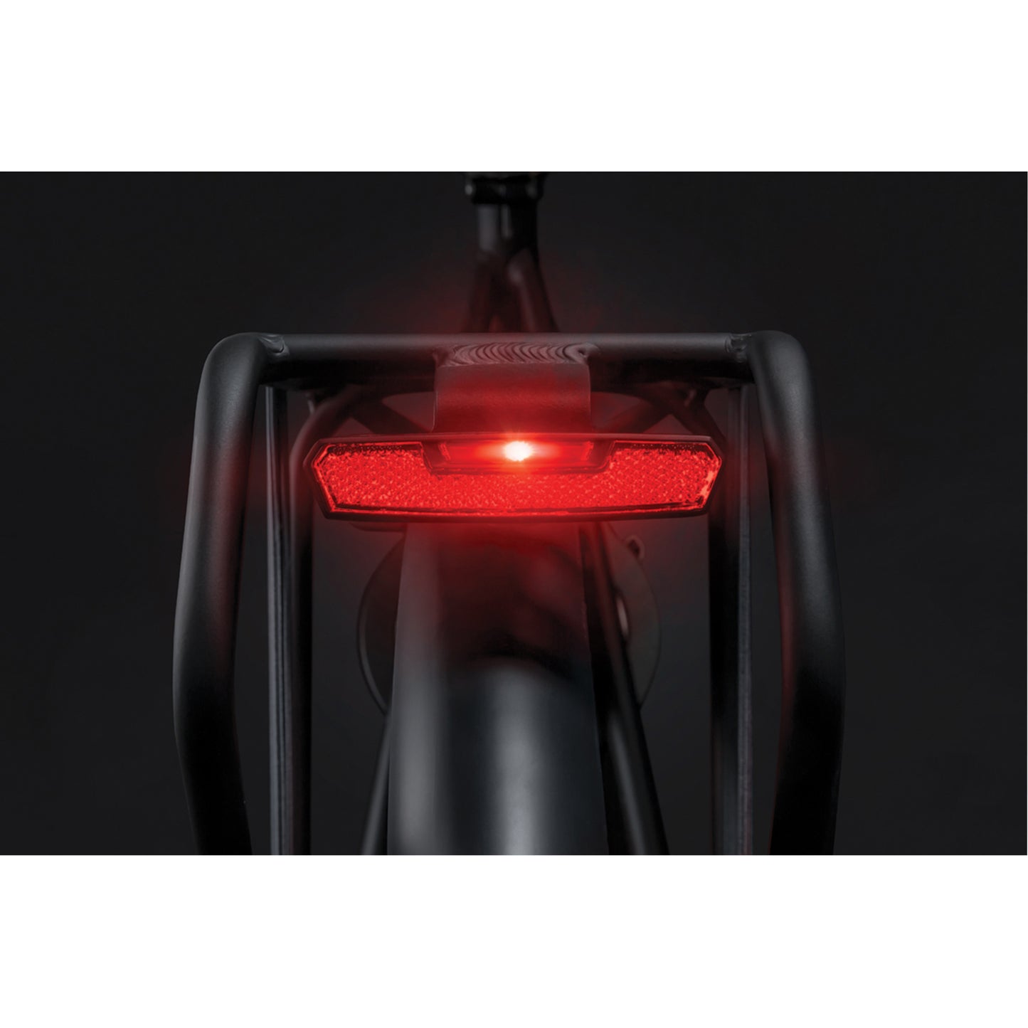 AXA Juno auto 50mm battery-powered rear bike light for pannier rack, supplied with 2 AAA batteries, visible from 500m